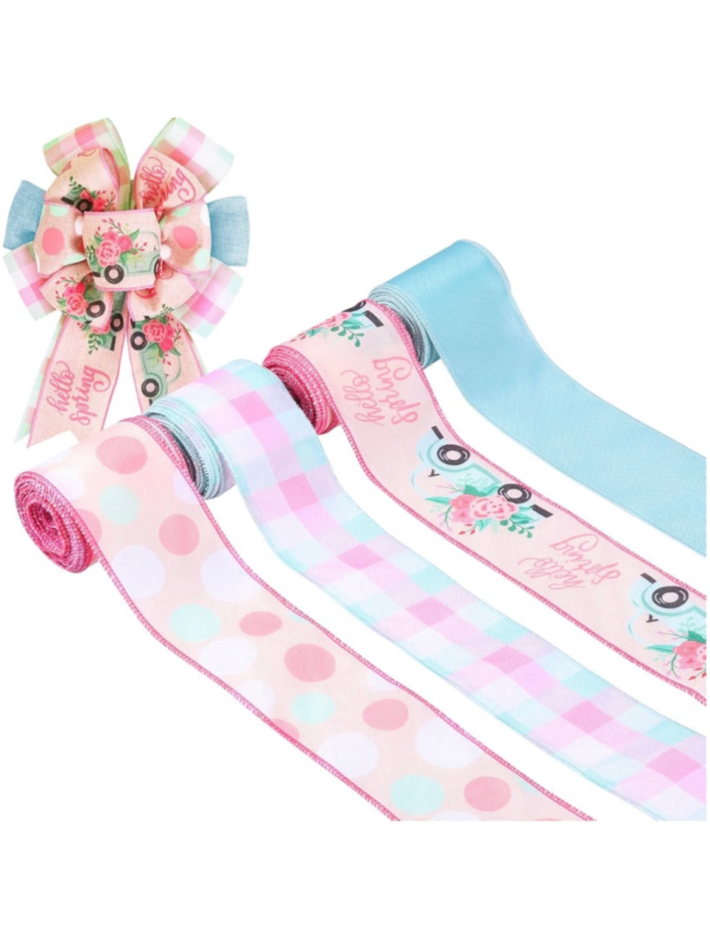 NEW 4Pcs Floral Craft Ribbon Spring Floral Cloth